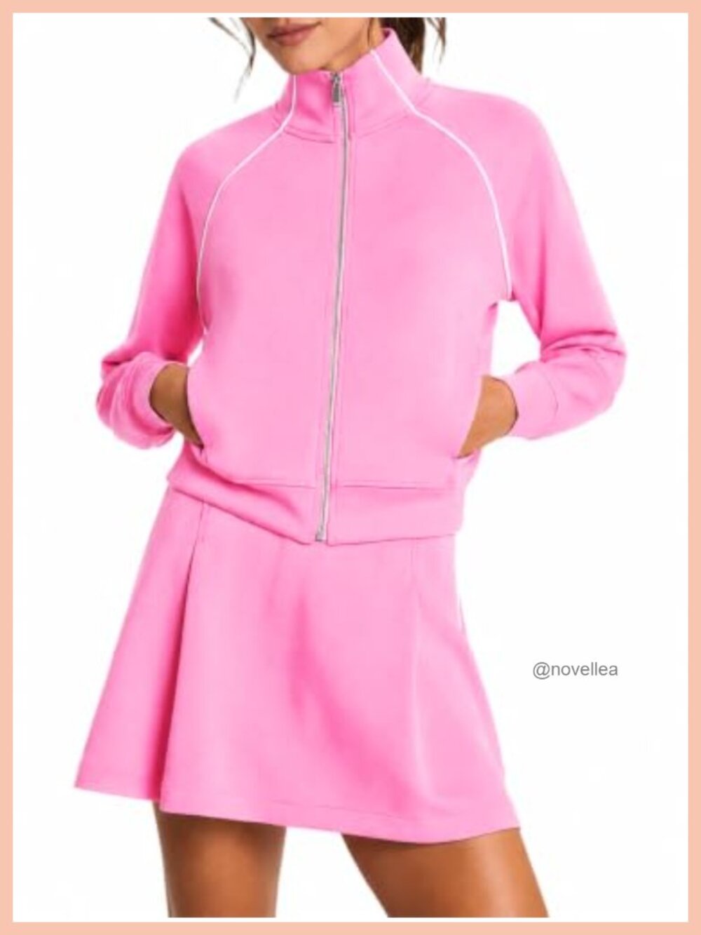 Womens 2 Piece Skort Set Zip Jacket Sweatsuit Tennis Outfit Active Set